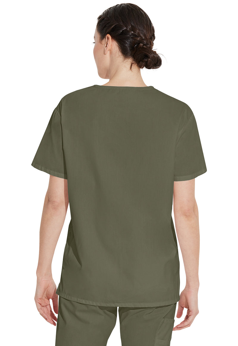 Olive - Dickies EDS Signature Unisex Scrub Top - Back View
