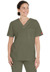 Olive - Dickies EDS Signature Unisex Scrub Top - Front View