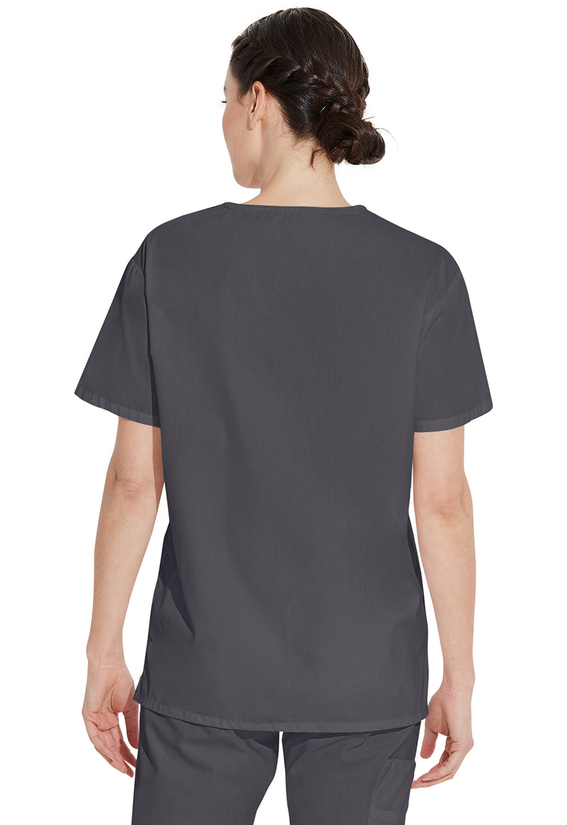 Pewter - Dickies EDS Signature Unisex Scrub Top - Back View
