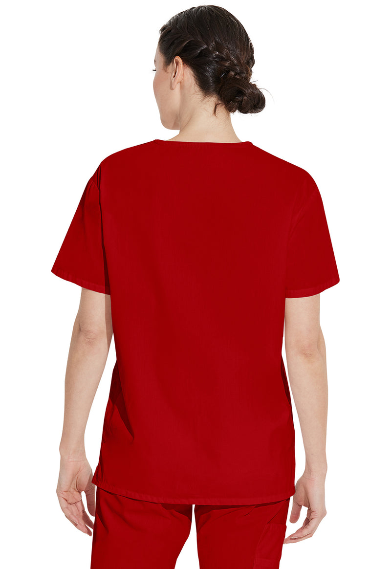Red - Dickies EDS Signature Unisex Scrub Top - Back View