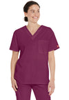 Wine - Dickies EDS Signature Unisex Scrub Top - Front View