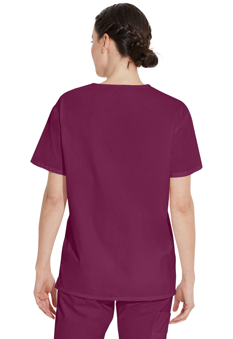 Wine - Dickies EDS Signature Unisex Scrub Top - Back View