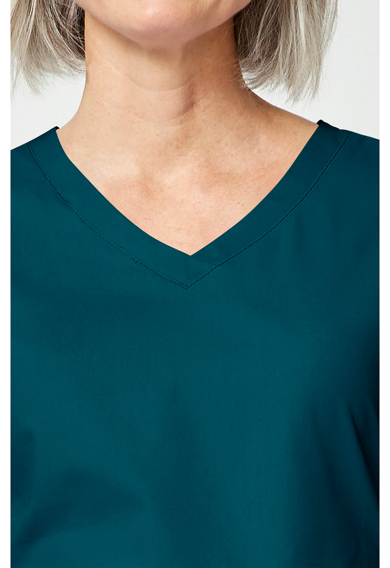 Caribbean Blue - Women's V-Neck Scrub Top (View 2)