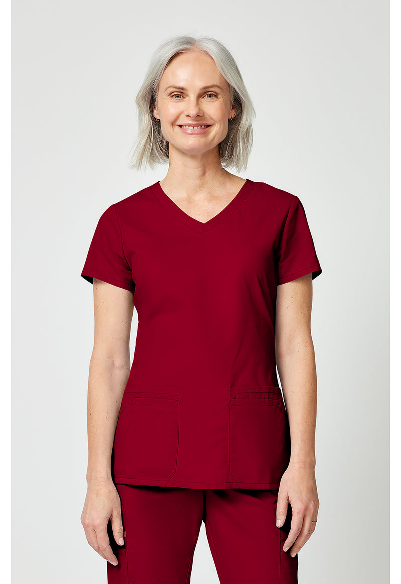 Red - Dickies EDS Signature Women Scrub Top - Front View