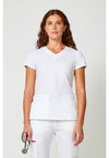 White - Dickies EDS Signature Women Scrub Top - Front View