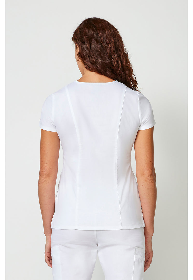 White - Dickies EDS Signature Women Scrub Top - Back View