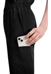 Black - Women's Natural Rise Tapered Leg Pull-On Scrub Pants – Petite (View 3)