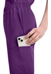 Eggplant - Women's Natural Rise Tapered Leg Pull-On Scrub Pants – Petite (View 3)
