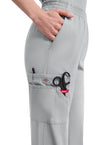 Grey - Women's Natural Rise Tapered Leg Pull-On Scrub Pants – Petite (View 2)