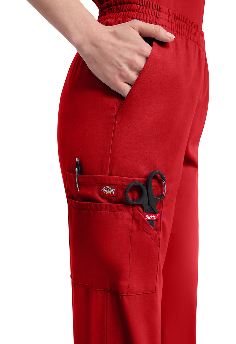 Red - Women's Natural Rise Tapered Leg Pull-On Scrub Pants – Petite (View 2)