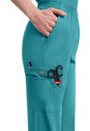 Teal Blue - Women's Natural Rise Tapered Leg Pull-On Scrub Pants – Petite (View 2)