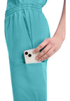Teal Blue - Women's Natural Rise Tapered Leg Pull-On Scrub Pants – Petite (View 3)