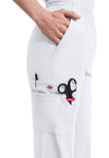 White - Women's Natural Rise Tapered Leg Pull-On Scrub Pants – Petite (View 2)