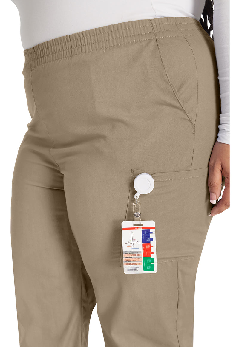 Dark Khaki - Women's Natural Rise Tapered Leg Pull-On Scrub Pants – Regular (View 2)