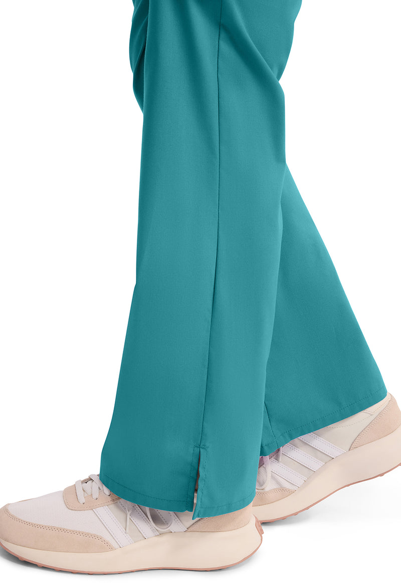 Teal Blue - Women's Mid Rise Drawstring Cargo Scrub Pants – Petite (View 3)