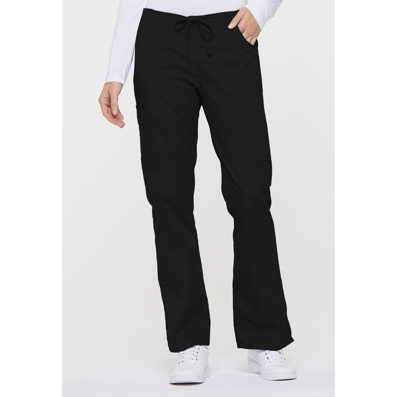 black - Mid Rise Drawstring Cargo Pant