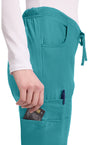 Teal Blue - Women's Mid Rise Drawstring Cargo Scrub Pants – Regular (View 2)