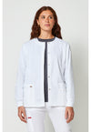 White - Snap Front Warm-Up Jacket
