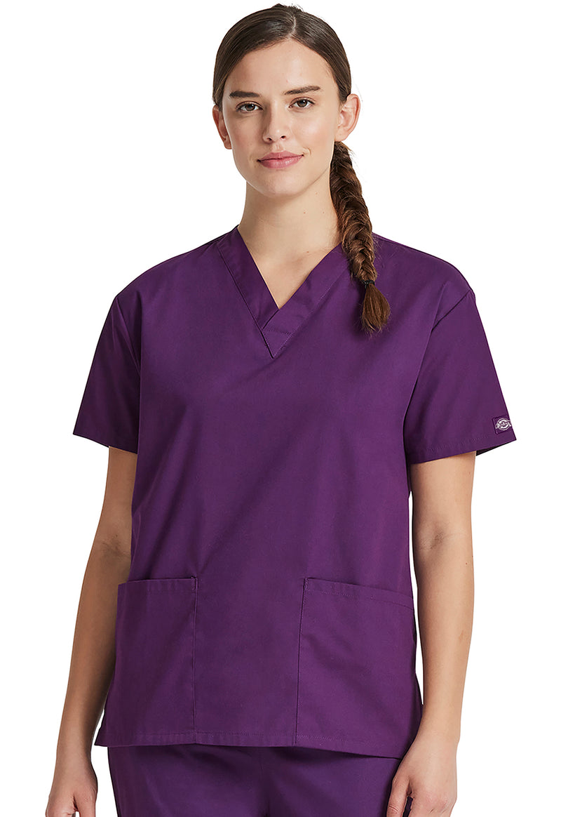 Eggplant - Dickies EDS Signature Women Scrub Top - Front View