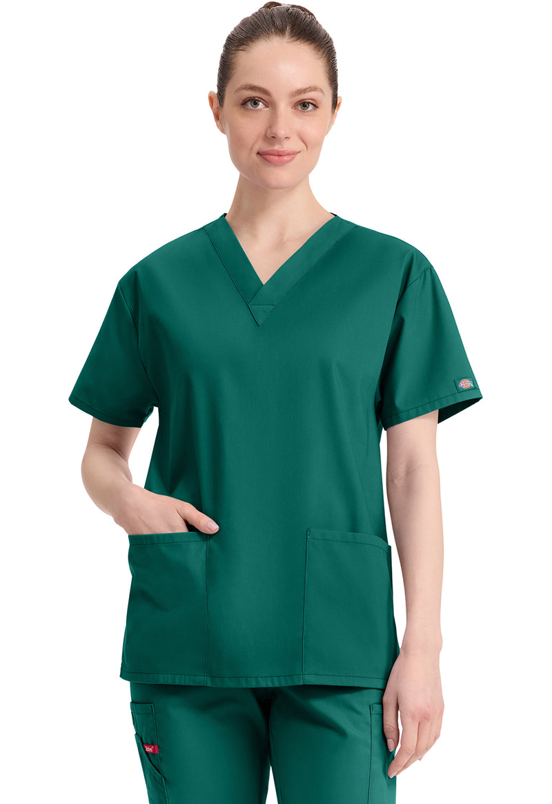 Hunter Green - Dickies EDS Signature Women Scrub Top - Front View