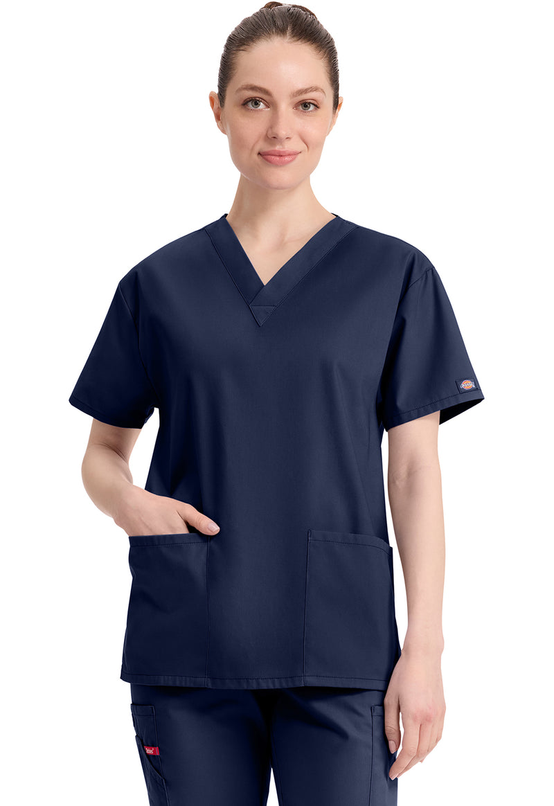 Navy - Dickies EDS Signature Women Scrub Top - Front View