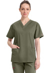 Olive - Dickies EDS Signature Women Scrub Top - Front View