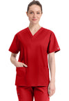 Red - Dickies EDS Signature Women Scrub Top - Front View
