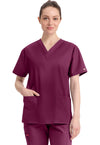 Wine - Dickies EDS Signature Women Scrub Top - Front View