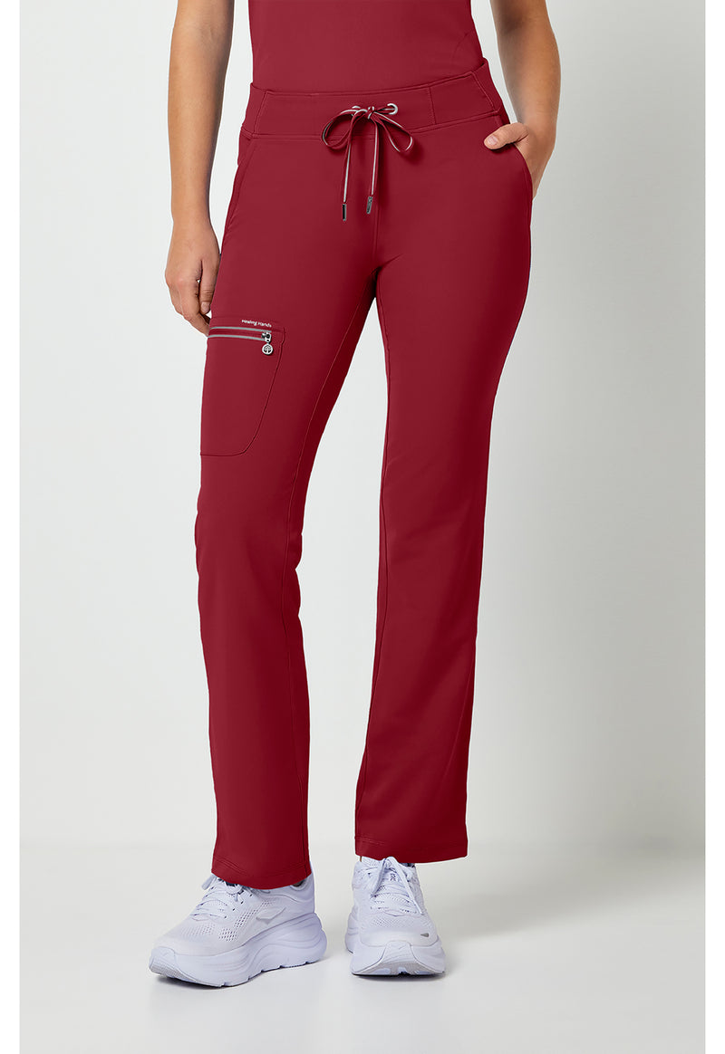 Garnet Red - Healing Hands 360 Women Scrub Pants - Front View