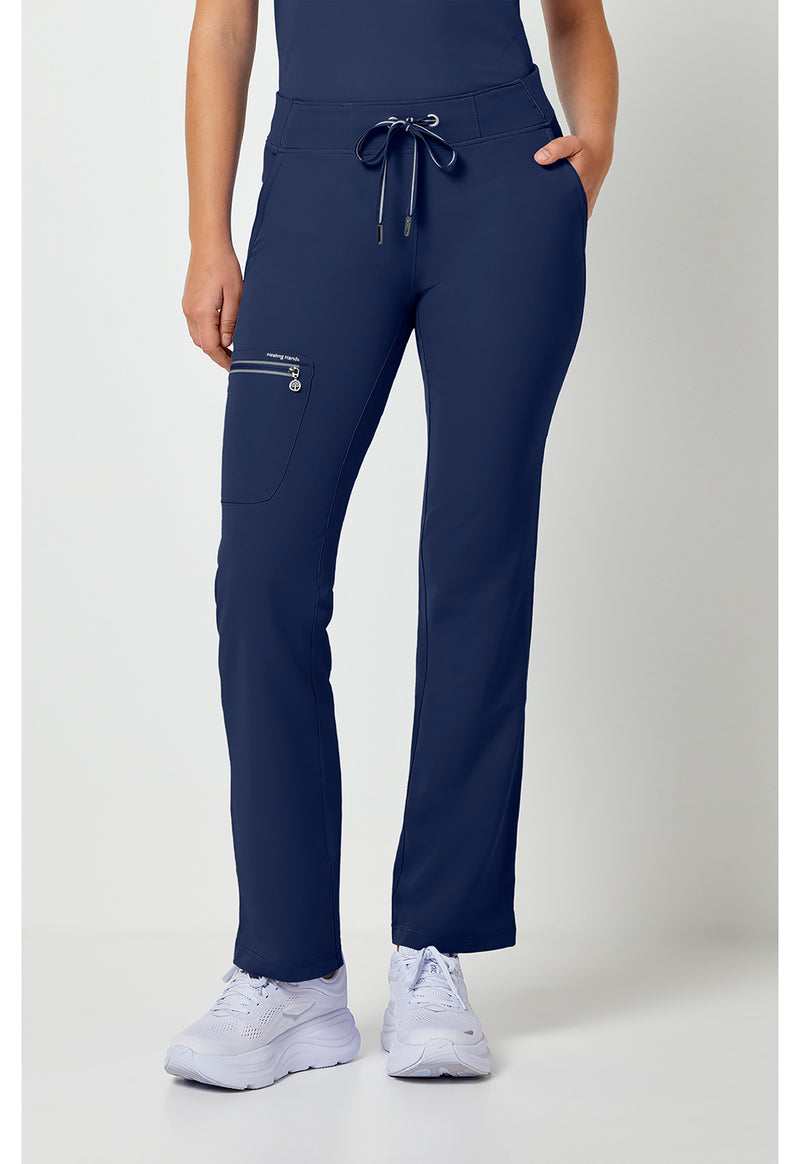 Navy - Healing Hands 360 Women Scrub Pants - Front View