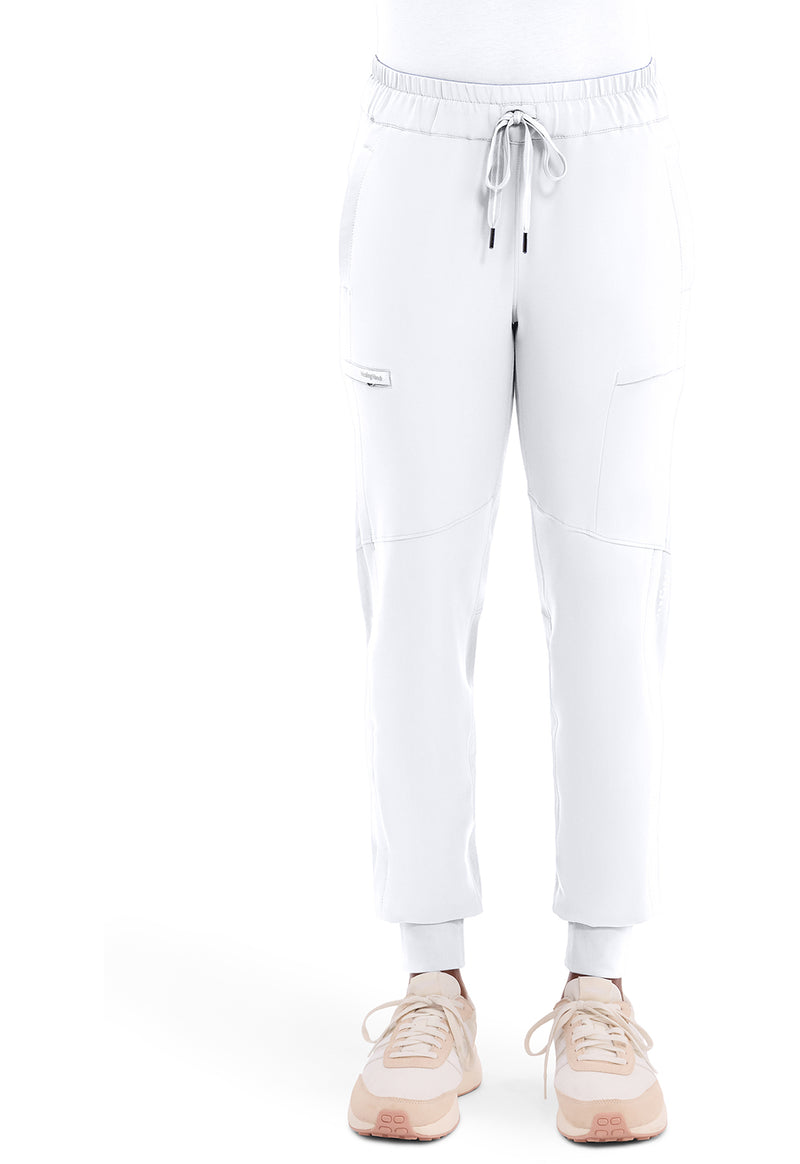 WHITE - Healing Hands 360 Women Scrub Pants - Front View