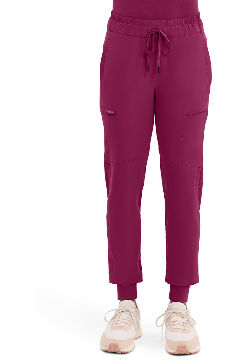 Wine - Healing Hands 360 Women Scrub Pants - Front View