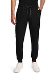 BLACK - Healing Hands 360 Men Scrub Pants - Front View