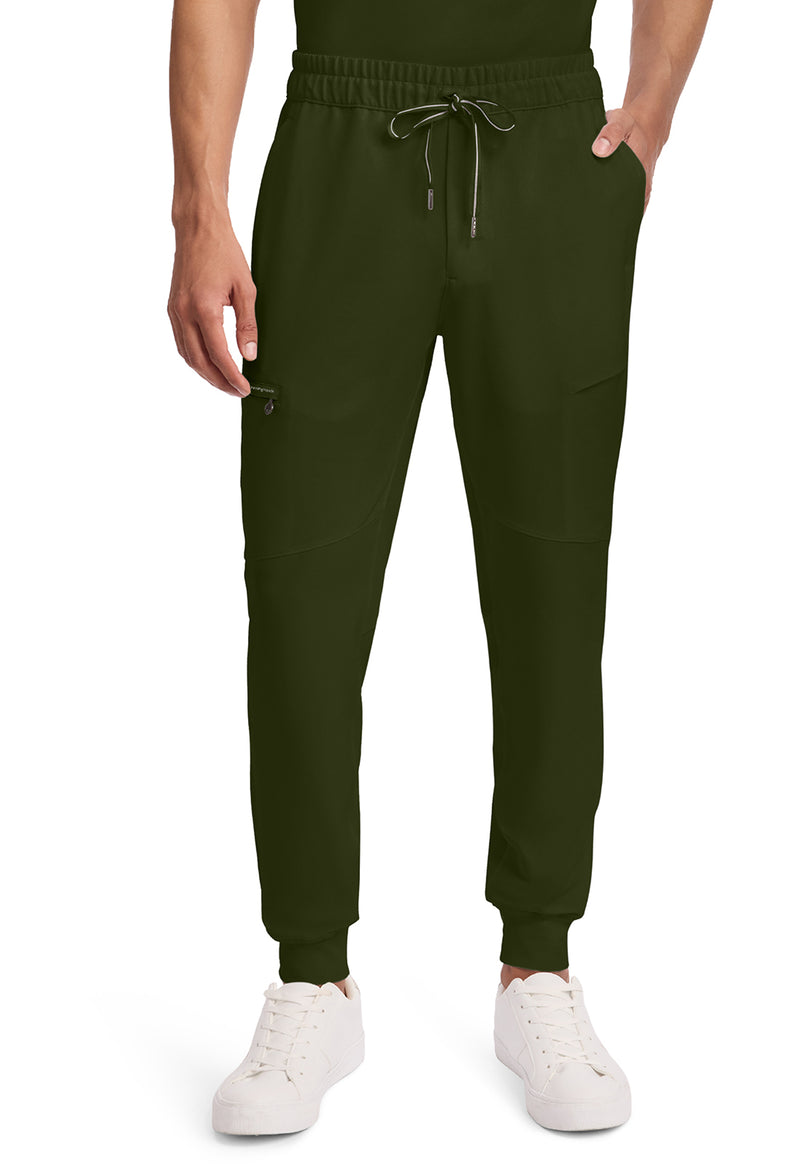 Dark Pine - Healing Hands 360 Men Scrub Pants - Front View