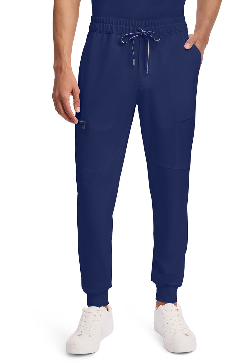 Navy - Healing Hands 360 Men Scrub Pants - Front View