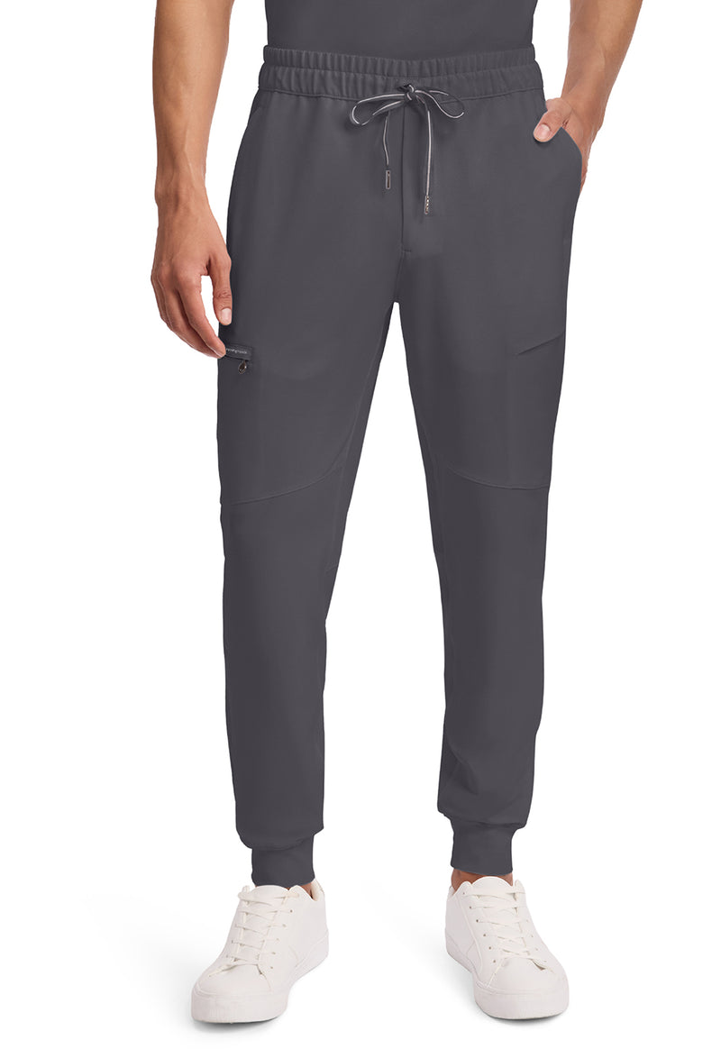 Pewter - Healing Hands 360 Men Scrub Pants - Front View
