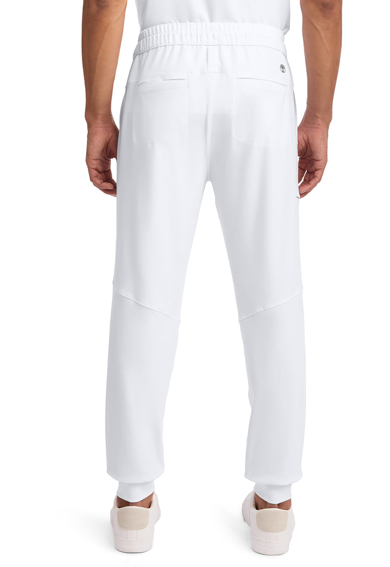 WHITE - Healing Hands 360 Men Scrub Pants - Back View