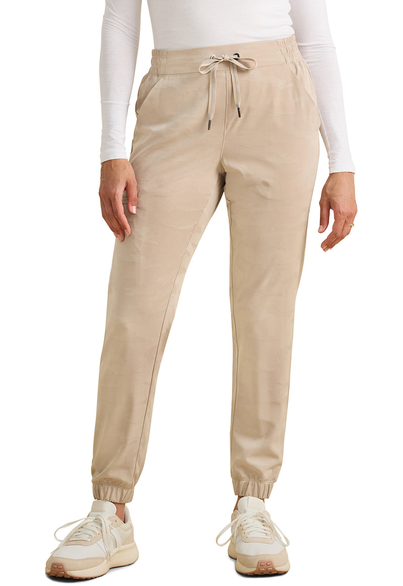 Khaki - Healing Hands Purple Label Jacquard Women Scrub Pants - Front View