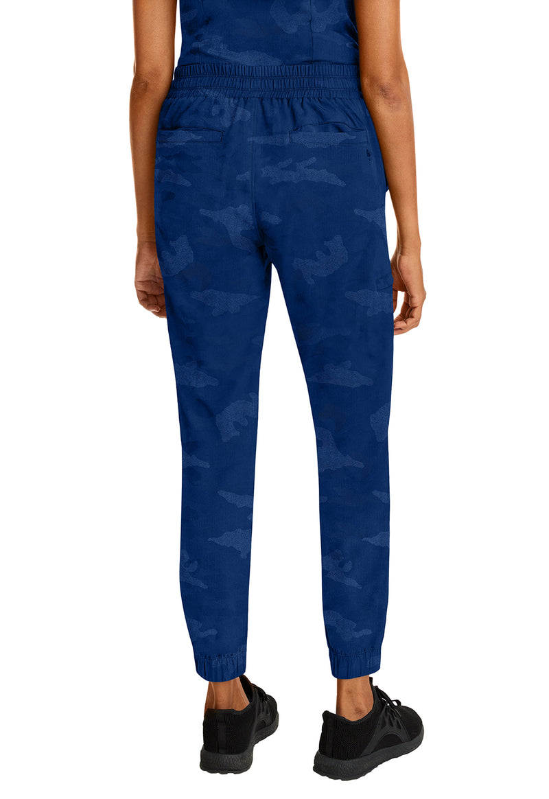 Navy - Healing Hands Purple Label Jacquard Women Scrub Pants - Back View