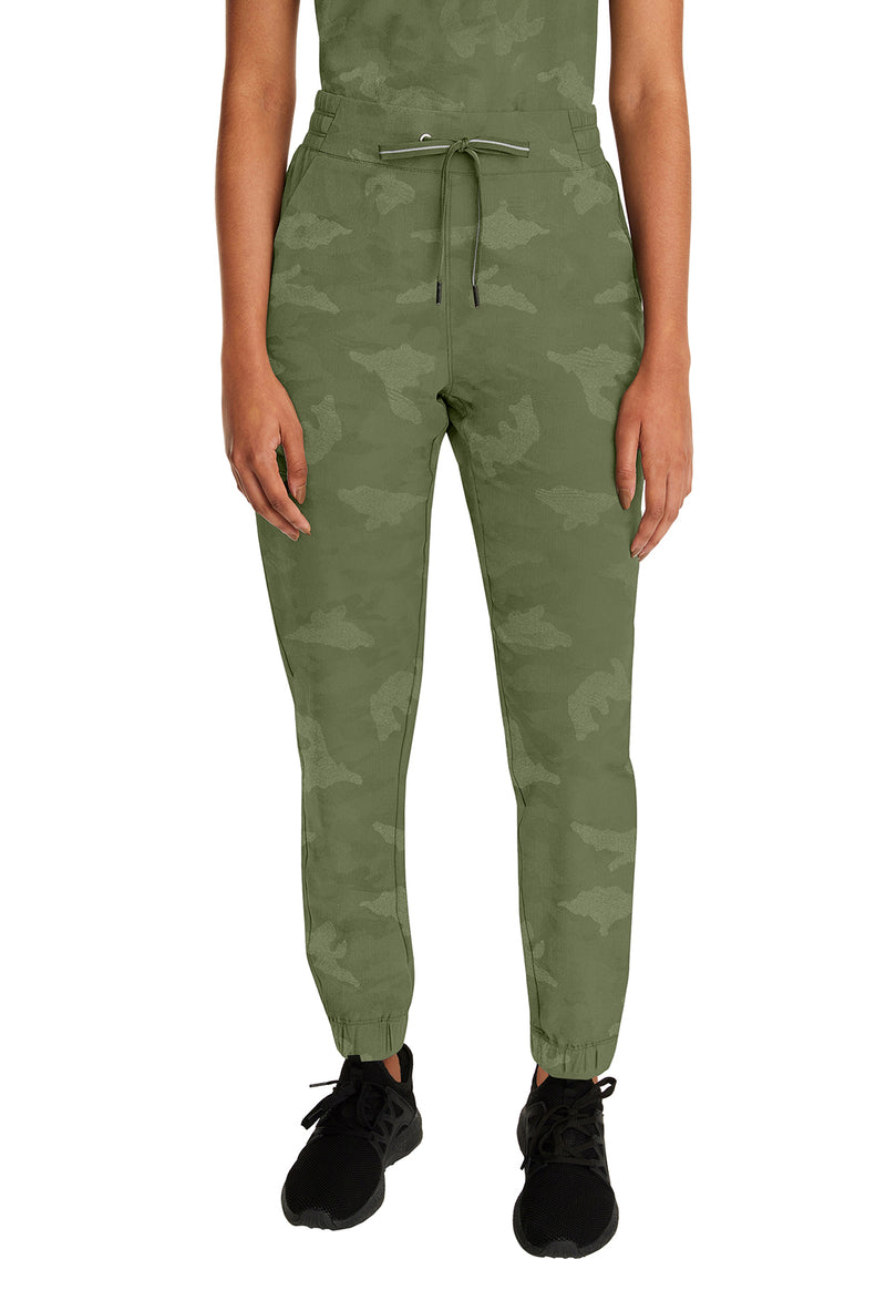 Olive - Healing Hands Purple Label Jacquard Women Scrub Pants - Front View