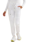 WHITE - Healing Hands Purple Label Jacquard Women Scrub Pants - Front View