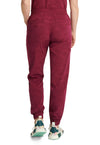Wine - Healing Hands Purple Label Jacquard Women Scrub Pants - Back View