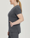 Dark Pewter - White Cross V-Tess Women's 4 Pocket Athletic V-Neck Scrub Top for Nursing