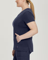 Navy - White Cross V-Tess Women's 4 Pocket Athletic V-Neck Scrub Top for Nursing