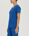 Royal Blue - White Cross V-Tess Women's 4 Pocket Athletic V-Neck Scrub Top for Nursing