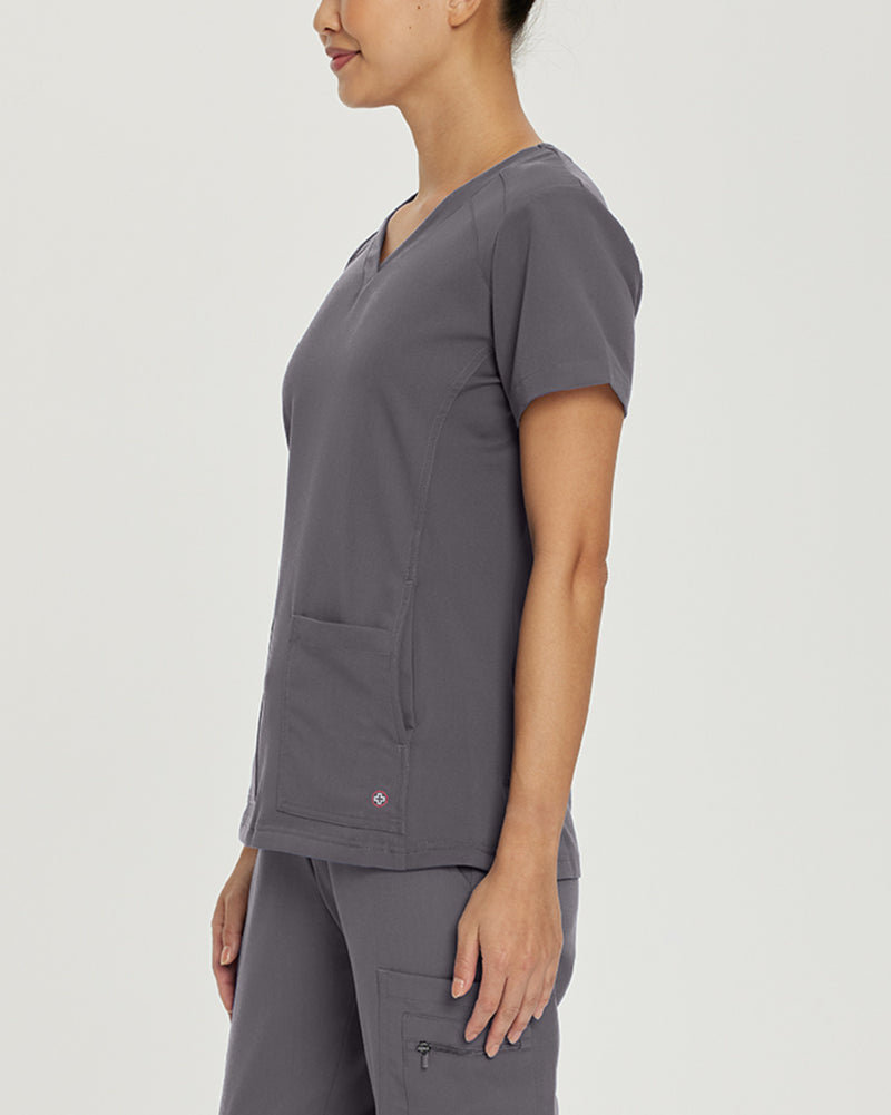 Taylor Grey - White Cross V-Tess Women's 4 Pocket Athletic V-Neck Scrub Top for Nursing