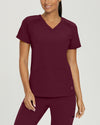 Wine - White Cross V-Tess Women's 4 Pocket Athletic V-Neck Scrub Top for Nursing