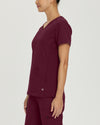 Wine - White Cross V-Tess Women's 4 Pocket Athletic V-Neck Scrub Top for Nursing