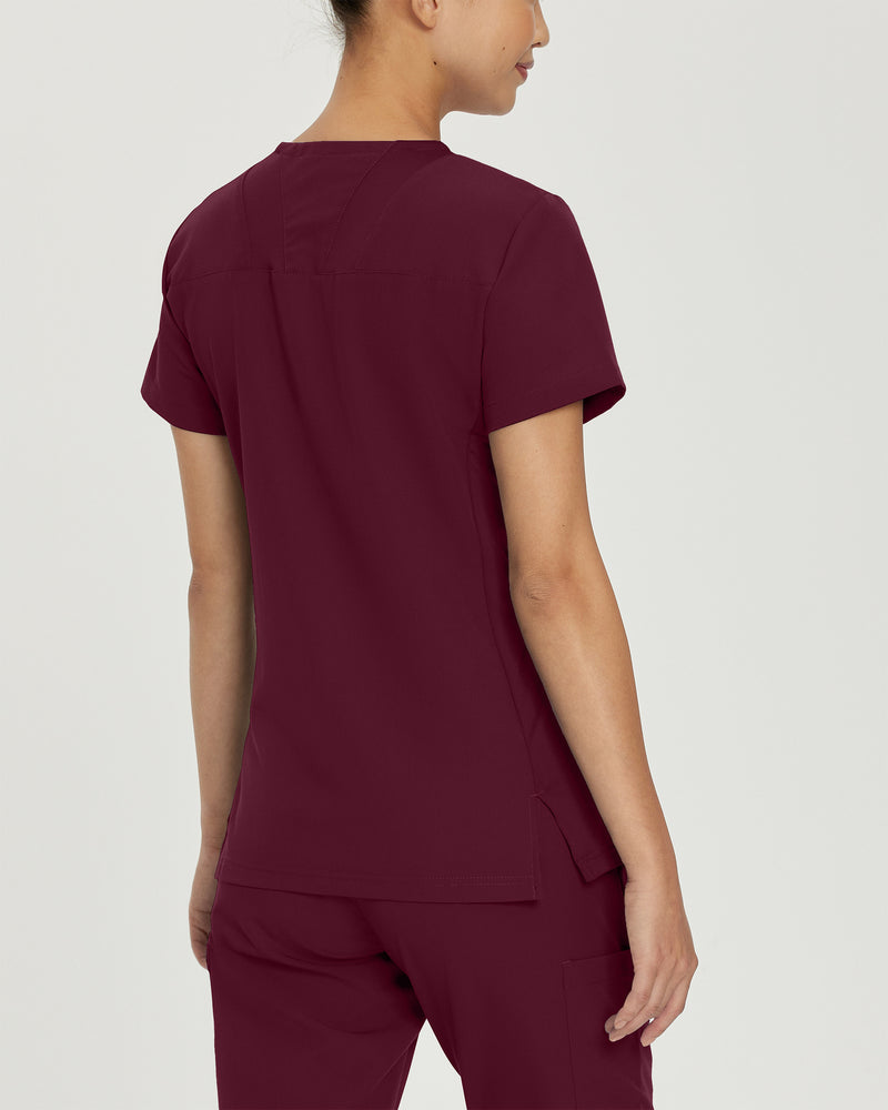 Wine - White Cross V-Tess Women's 4 Pocket Athletic V-Neck Scrub Top for Nursing