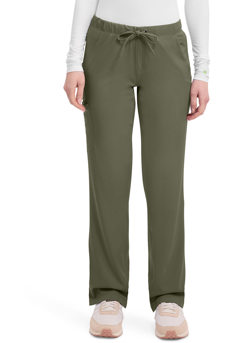 Olive - Healing Hands Works Women Scrub Pants - Front View